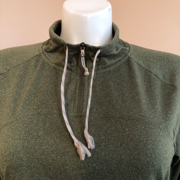 Avalanche Green Soft Fleece 1/4 Zip Pullover Sweatshirt Thumb Holes XL - Picture 3 of 5